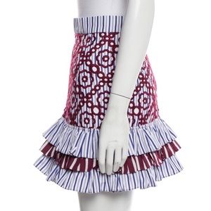 Sadro blue & red ruffled skirt SZ 0❤️